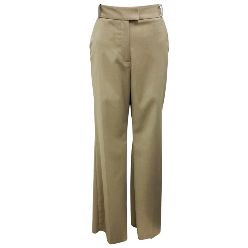 BARBARA BUI TAUPE STRAIGHT LEG WOOL TROUSERS